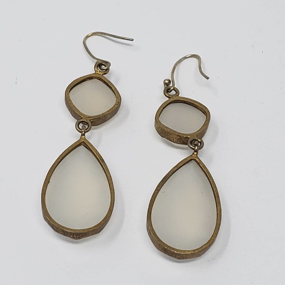 Clear Quartz Stone Teardrop Dangle Hook Earrings - Picture 3 of 4